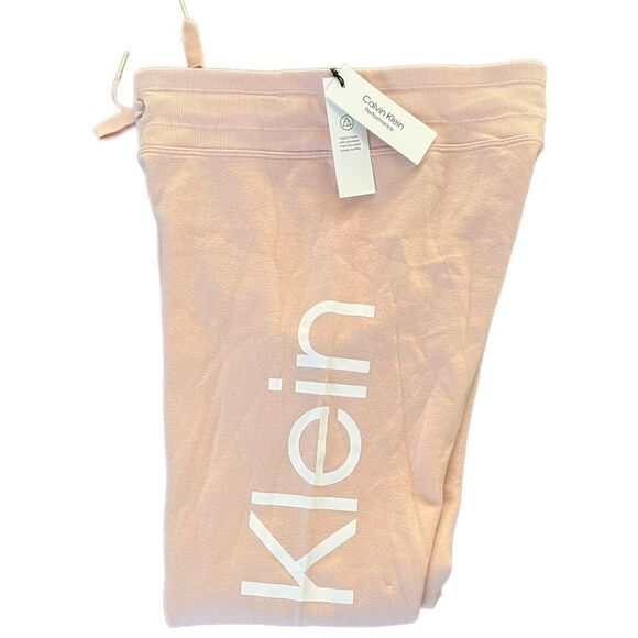 CK Sweatpants Performance Pink/White Logo Slim Crop Joggers Sz S new!🏷 - Picture 4 of 12